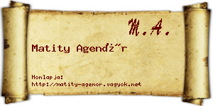 Matity Agenór névjegykártya